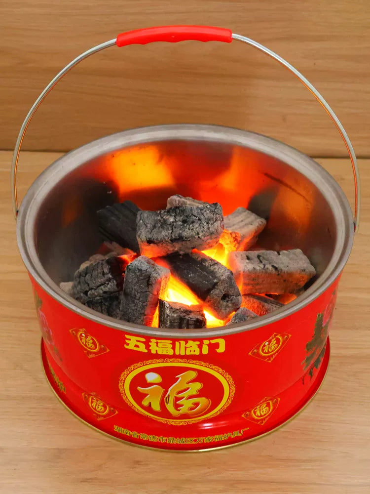Portable Charcoal Brazier with Grill Grate for Outdoor Heating and BBQ