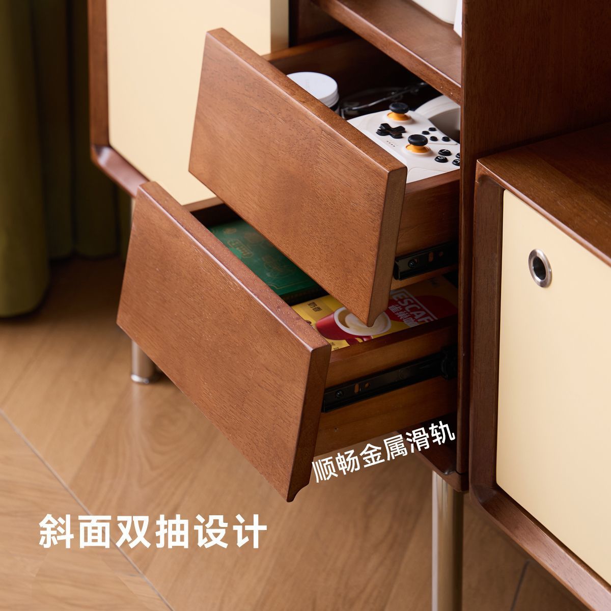 Solid Wood Sideboard Mid-Century Modern Living Room Tea Cabinet Bauhaus Dining Room Storage Cabinet Small Apartment Organizer