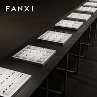 FANXI Luxury Leather Jewelry Display Tray for Rings, Necklaces, and Earrings