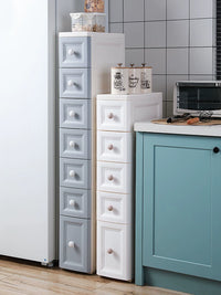Slim Plastic Storage Cabinet with Drawers for Kitchen and Bathroom Narrow Spaces