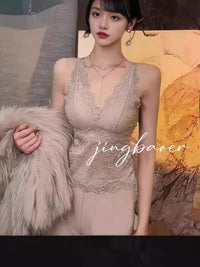Lace Camisole with Built-in Padded Bra for Women, Stylish Backless Design, Versatile Inner or Outer Wear
