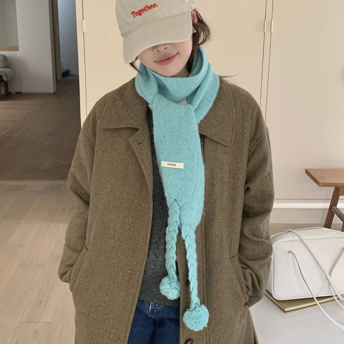 Korean Style Candy Color Soft Knitted Scarf for Women, Warm Winter Neck Warmer