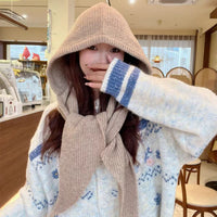 Women's Winter Balaclava Knit Hat Scarf Set with Bowknot, Warm Full Face Cover Beanie