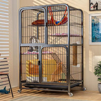 Large Indoor Cat Cage with Litter Box, Multi-Tier Cat Villa with Free Space
