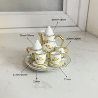 Miniature Ceramic Tea Set Dollhouse Kitchenware Model 1/6 1/12 Scale