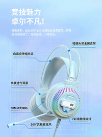 Gaming Headset with Noise-Cancelling Microphone for PC, Laptop, and Mobile - Wired USB