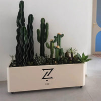 Indoor Mobile Planter Box with Water Tray for Living Room Balcony Rooftop Terrace, Stainless Steel Wheels Outdoor Landscape Planting Box