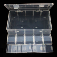 Large 15-Grid Detachable Clear Plastic Organizer Box for Components, Jewelry, Stationery, Fishing Tackle, Screws, Hardware