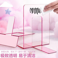 Clear Acrylic Bookends for Desk Organization, Heavy Duty Book Holder for Students and Office