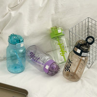 Summer Transparent Plastic Water Bottle with Handle for Outdoor Sports and Travel, Dual-Drink Design