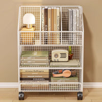 Under-Desk Rolling Storage Shelf for Books and Office Supplies, Mobile Side Table Organizer