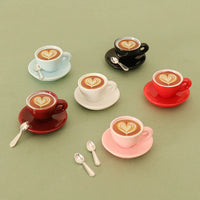 Dollhouse Miniature Coffee Cup Set with Spoon and Plate for DIY Decor
