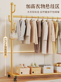 Freestanding Garment Rack with Storage Shelf and Hooks, Heavy Duty Clothes Drying Rack for Indoor Balcony Bedroom