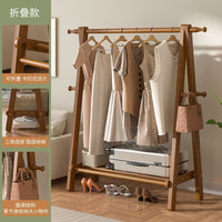 Solid Wood Freestanding Garment Rack with Storage Shelf