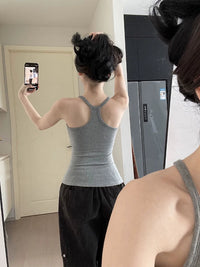 Women's Padded Camisole Tank Top with Anti-Exposure Design and Backless Style
