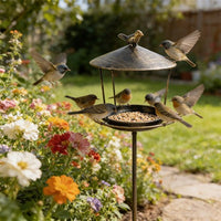 Outdoor Wrought Iron Bird Feeder for Garden and Yard