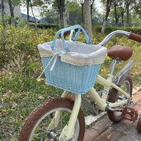 Kids' Woven Bicycle Basket with Liner - Front Handlebar Storage for Children's Bikes, Detachable & Portable