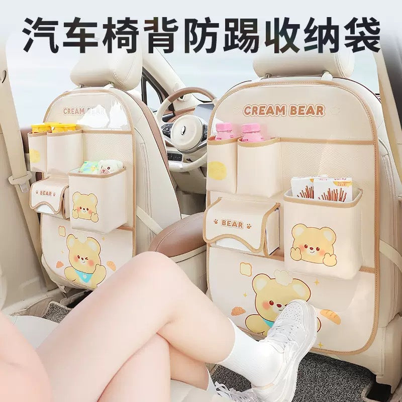 Car Backseat Organizer with Trash Can and Kick Mat, Large Capacity Multi-functional Storage Bag for Rear Seat