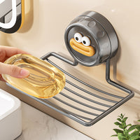 Cartoon Duck Suction Cup Soap Holder Wall-Mounted Drain Soap Dish for Bathroom