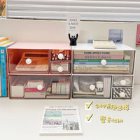 Clear Desktop Storage Box with Drawer, Large Capacity Organizer for Stationery, Cosmetics, and Books