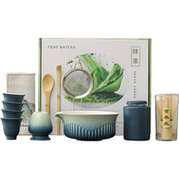 Japanese Matcha Tea Ceremony Set with Spouted Bowl and Bamboo Whisk