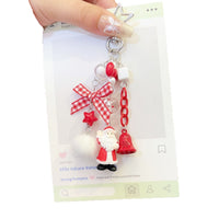 Handmade Beaded Santa Claus Christmas Keychain Phone Charm Bag Pendant