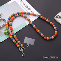 Hand-Woven Colorful Beaded Phone Lanyard with Anti-Loss Keychain for Phones and Keys