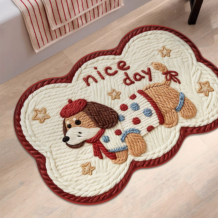 Cartoon Diatomaceous Earth Bath Mat, Super Absorbent Non-Slip Quick Dry Floor Mat for Bathroom Entrance