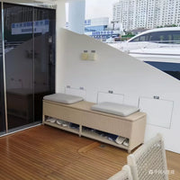 Outdoor Garden Waterproof Sunscreen Rattan Multifunctional Shoe Cabinet Balcony Seating Shoe Changing Stool Storage Bench