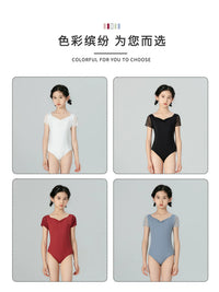 Girls' Short Sleeve Ballet Leotard with Shorts & Non-Slip Socks for Dance Practice & Performance