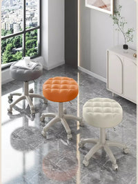 Adjustable Swivel Salon Stool with Wheels, Round PU Leather Chair for Beauty, Hair, and Barbershops
