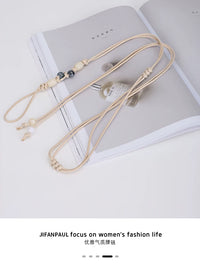 Bohemian Woven Waist Chain Belt for Dresses with Beaded Rope Design
