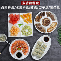 Ceramic Dumpling Plate with Vinegar Dish and Compartments
