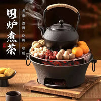 German Cast Iron Charcoal Grill for Indoor/Outdoor Use - Teapot Warmer & BBQ Fire Pit