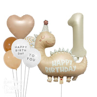 Retro Dinosaur Number Balloon Set for Kids' Birthday Parties and Photo Props