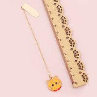 Cute Cartoon Cat Metal Bookmark with Pendant for Students