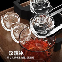 Rose-Shaped Clear Silicone Ice Cube Mold for Whiskey & Cocktails