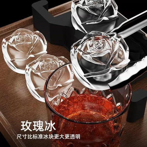 Rose-Shaped Clear Silicone Ice Cube Mold for Whiskey & Cocktails