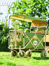 MK Outdoor Folding Camping Cart with Canopy and Accessories