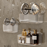 Wall-Mounted Bathroom Organizer Shelf with Drainage Holes, PET Plastic Cosmetic Storage Rack