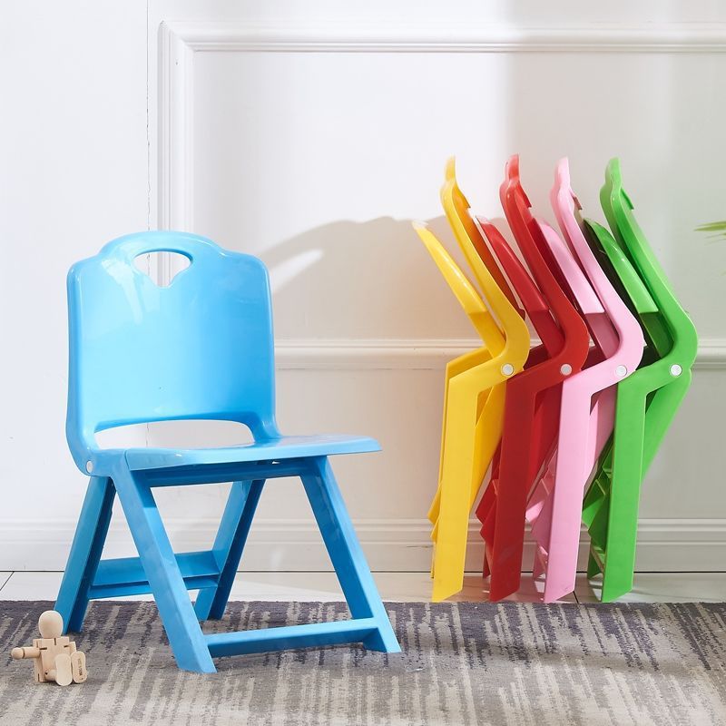 Foldable Kids' Plastic Chair with Backrest, 25cm Height, Portable for Kindergarten & Home Use