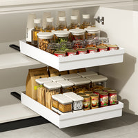 Pull-Out Kitchen Cabinet Organizer Rack for Pots, Lids, and Spices - No-Drill Installation