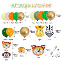 Jungle Animal Theme Green Balloon Arch Kit for Kids' Birthday Party Decorations