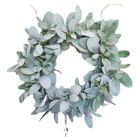 Spring Lamb's Ear Wreath with Faux Flowers for Farmhouse Wedding Decor