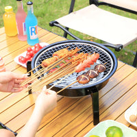 Portable Round Charcoal Grill for Home Use, Outdoor Camping BBQ Stove Set with Grilling Net or Plate