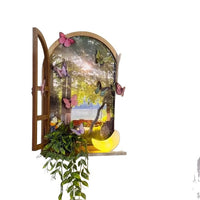 3D Butterfly Decorative Wall Art with Faux Window Shelf for Entryway & Home Decor