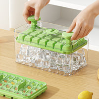 Ice Cube Tray with Lid and Storage Bin, Food-Grade Silicone Press-Type Ice Maker for Refrigerator, Homemade Ice Cubes