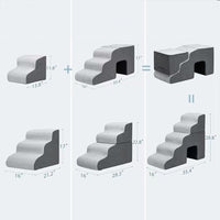 Pet Dog Cat Stairs Ramp Detachable Washable Non-Slip Sponge Ladder for Bed Sofa