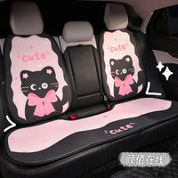 Summer Ice Silk Breathable Car Seat Cushion with Cute Cat Design, Universal Non-Slip