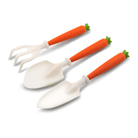 Kids Garden Tool Set with Carrot and Corn Themed Shovel, Rake, and Trowel